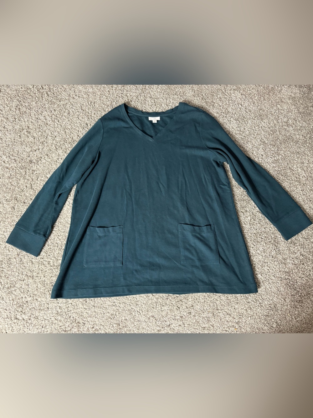 J. Jill Women's V-Neck Long-Sleeve tunic style top with pockets in DeepTeal SzXL
